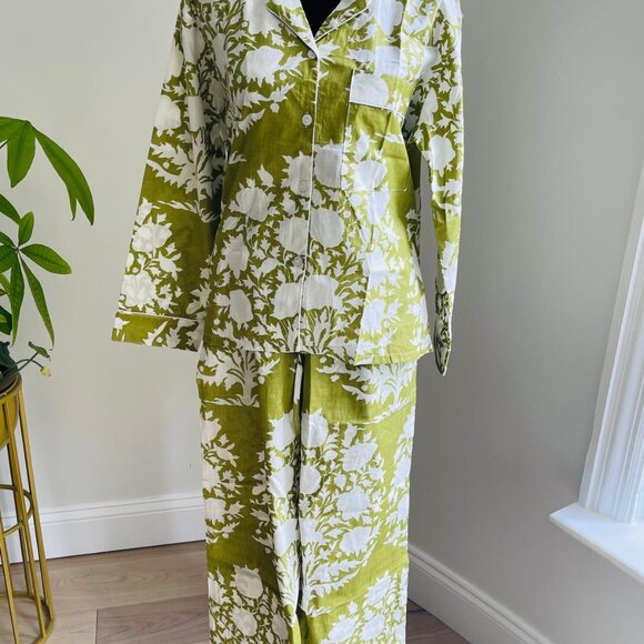 BRAND NEW Hand block print Long Pajamas Set Night Wear Cotton Pajamas Set - Picture 3 of 7